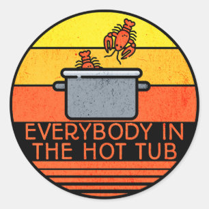 Pegatina Redonda Lobster Retro Sunset, Tubería Caliente