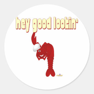 Pegatina Redonda Lobster Rojo Chef Hey Good Lookin