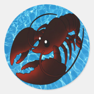 Pegatina Redonda Lobster rojo Personalizado lindo