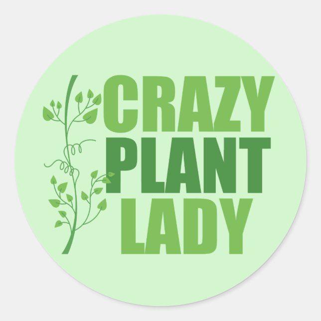 Pegatina Redonda Loca planta Lady Cute Green Botanist (Anverso)