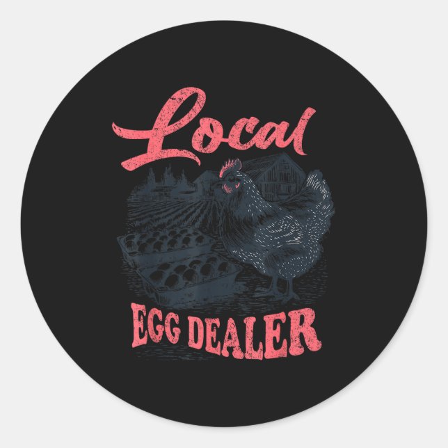 Pegatina Redonda Local Egg Er Retro Chicken Funny Farmer Easter Adu (Anverso)