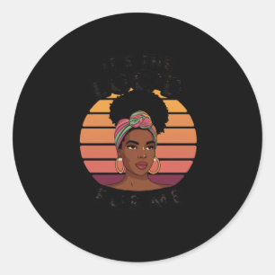 Pegatina Redonda Loc'd Hair Black Queen Afro Woman Melanin Chica Ar