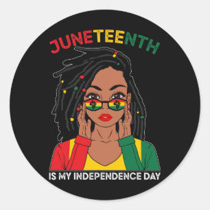 Pegatina Redonda Loc'd Hair Black Woman Junetdecis es mi independen