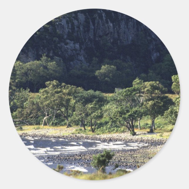 Pegatina Redonda Loch escocés (Anverso)