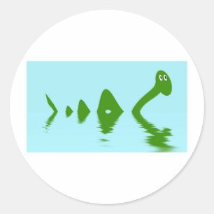 Pegatina Redonda Loch Ness Monster (Verde)