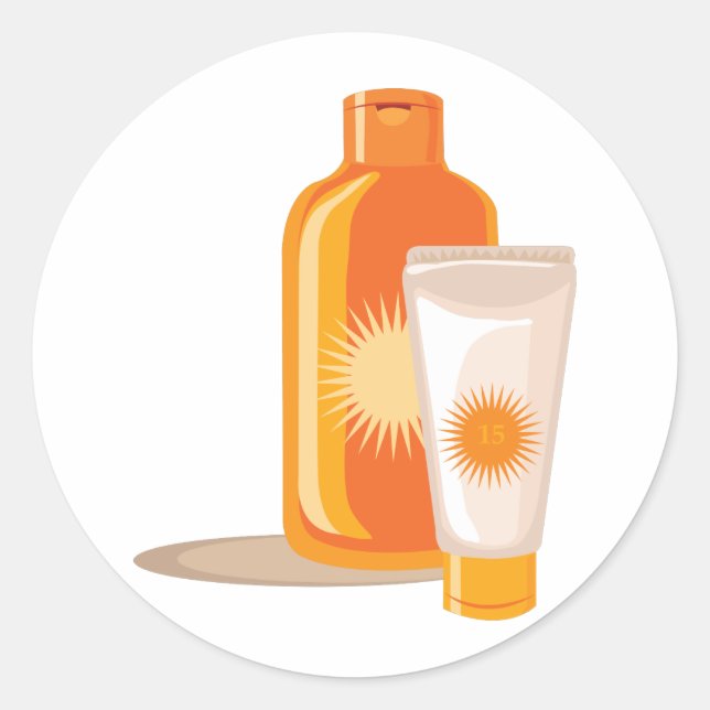 Pegatina Redonda Loción Suntan (Anverso)