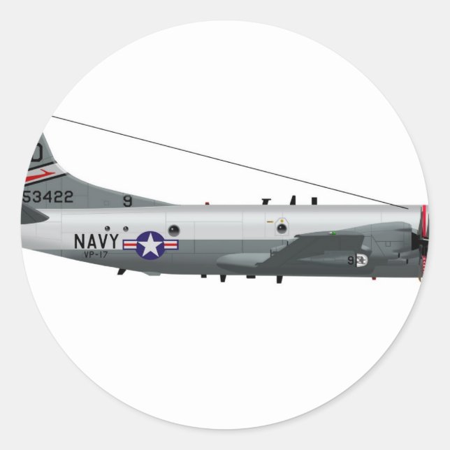 Pegatina Redonda Lockheed P-3 Orion (Anverso)