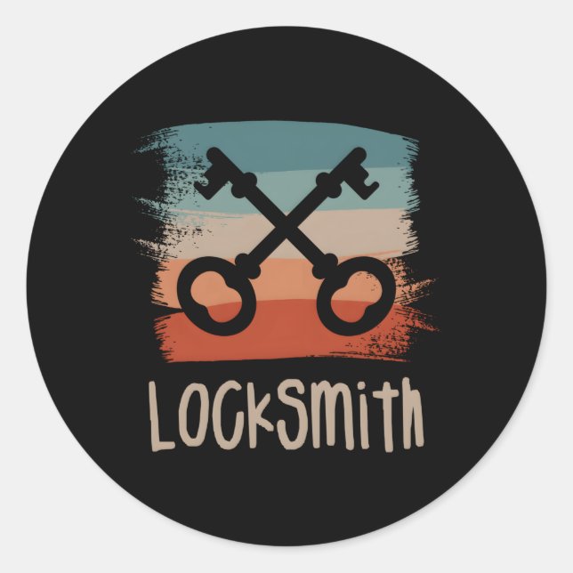 Pegatina Redonda Locksmith Locksmithing (Anverso)