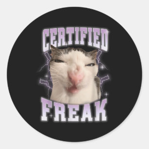 Pegatina Redonda Loco Certificado Come Cemento Gato Maldito Gatos D
