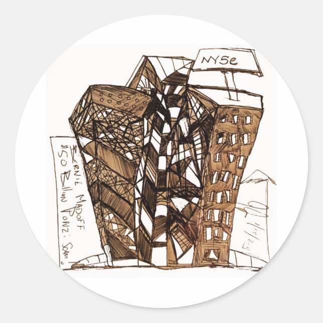 Pegatina Redonda loco de blanco (Anverso)