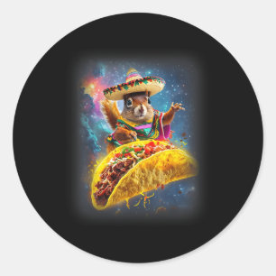 Pegatina Redonda Loco Espacio Taco Squirrel Cinco De Mayo Squirrel