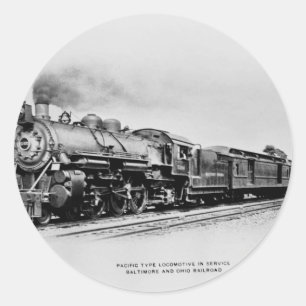 Pegatina Redonda Locomotora de B&O en servicio