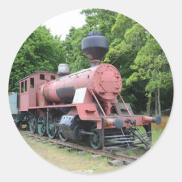 Pegatina Redonda Locomotora de vapor americana antigua