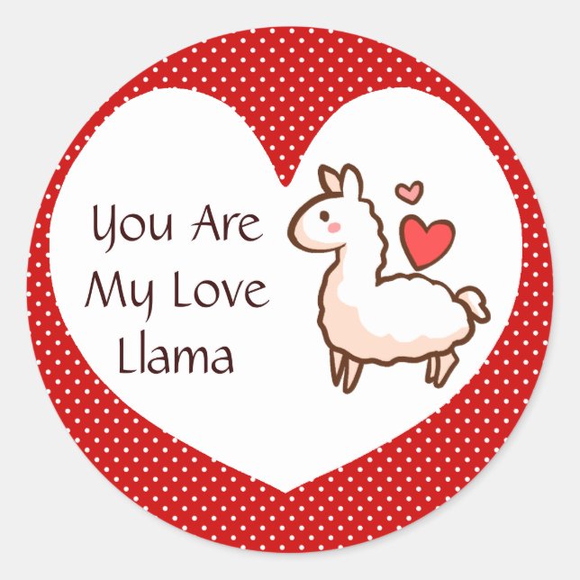 Pegatina Redonda Locura de Llama (Anverso)