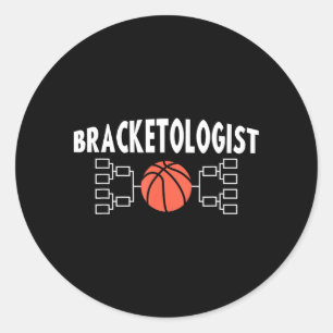 Pegatina Redonda Locura del Torneo de Baloncesto de Bracologist