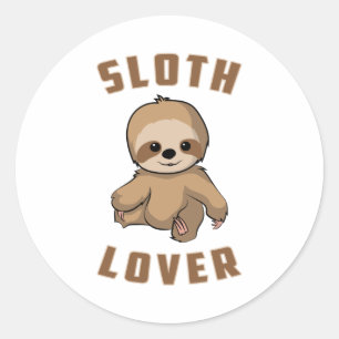 Pegatina Redonda Locura perezosa animal Slots Cansadas Derramamient
