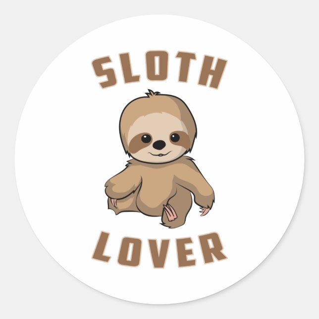 Pegatina Redonda Locura perezosa animal Slots Cansadas Derramamient (Anverso)