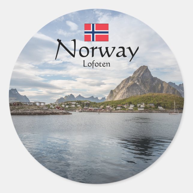 Pegatina Redonda Lofoten Noruega (Anverso)