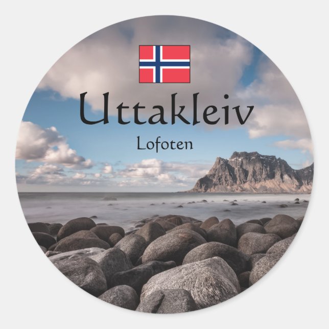 Pegatina Redonda Lofoten Uttakleiv (Anverso)