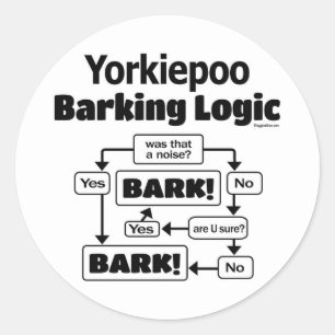 Pegatina Redonda Lógica de trueque en Yorkiepoo