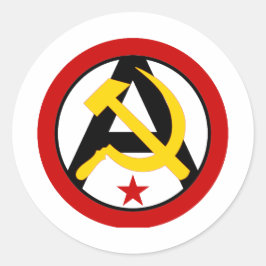 Pegatina Redonda Logo anarquista-comunista