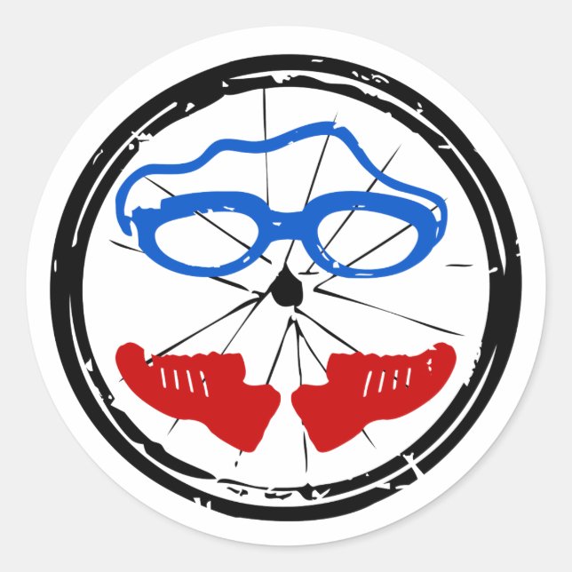 Pegatina Redonda Logo artístico fresco de Triathlon (Anverso)