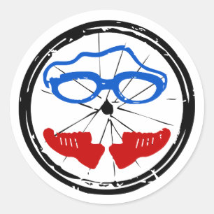 Pegatina Redonda Logo artístico fresco de Triathlon