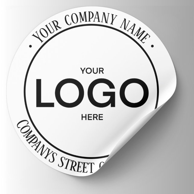 Pegatina Redonda Logo Blanco (White Logo Classic Round Sticker. Add your custom text, ex, Company Name, web or address.
)