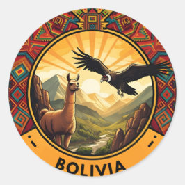 Pegatina Redonda Logo Bolivia