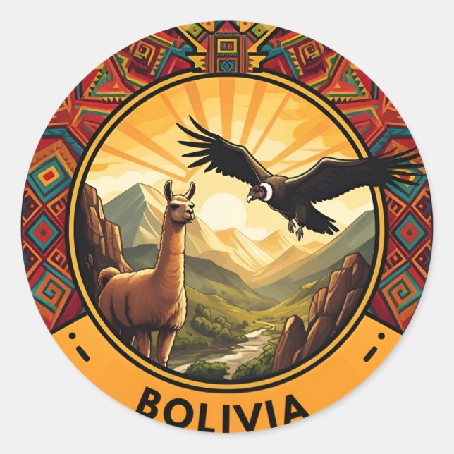 Pegatina Redonda Logo Bolivia (Anverso)