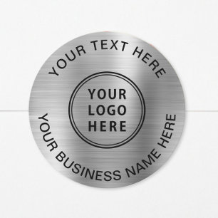Pegatina Redonda Logo Business Plata