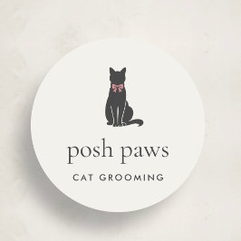 Pegatina Redonda Logo Clásico de Groomer para Gatos Elegante Clásic