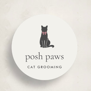 Pegatina Redonda Logo Clásico de Groomer para Gatos Elegante Clásic
