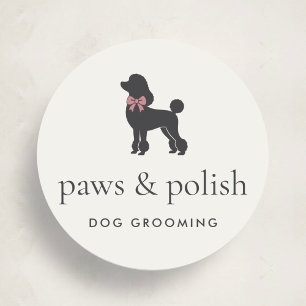 Pegatina Redonda Logo Clásico Redondo de Peinador de Perros Elegant