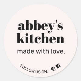 Pegatina Redonda Logo color rosa claro Añadir productos horneados c