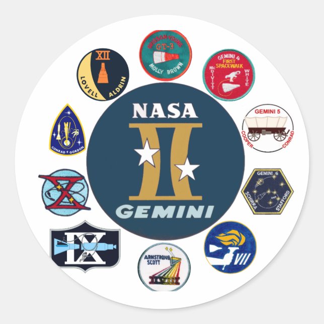 Pegatina Redonda Logo conmemorativo de Gemini (Anverso)