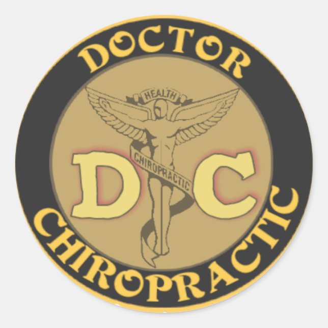 PEGATINA REDONDA LOGO DC - CADUCER CHIROPRACTICO MÉDICA (Anverso)