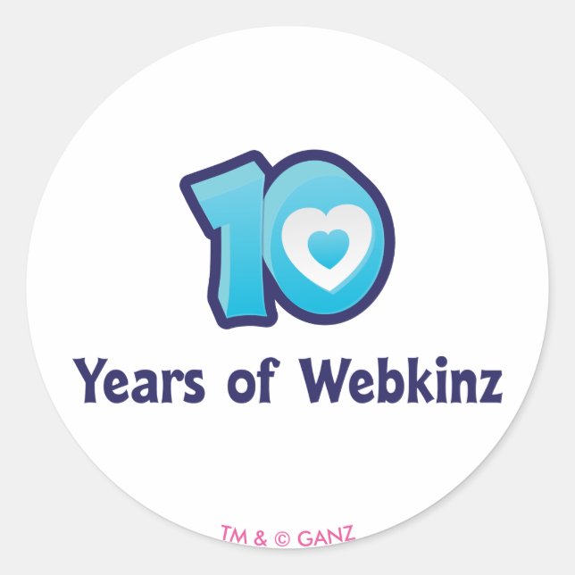 Pegatina Redonda Logo de 10 años de Webkinz (Anverso)