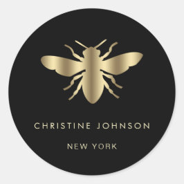 Pegatina Redonda logo de abeja en negro