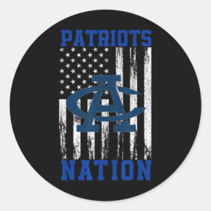Pegatina Redonda Logo de Adams Central Patriots Nation Hs
