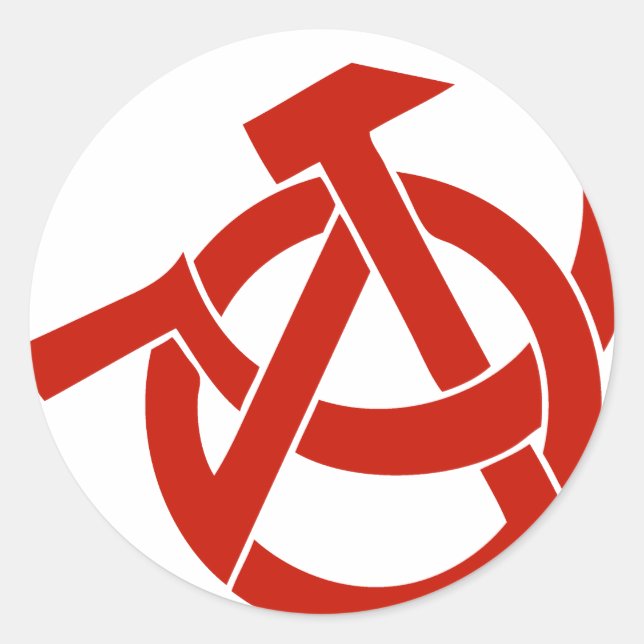 PEGATINA REDONDA LOGO DE ANARQUÍA HAMMER SICKLE (Anverso)