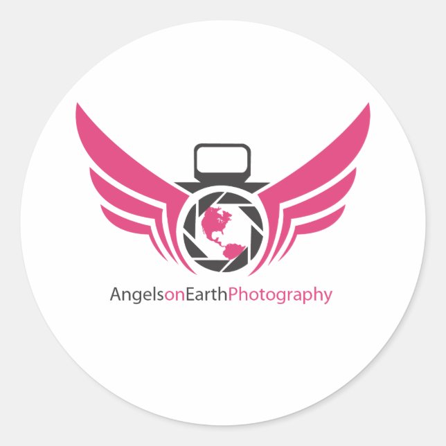 Pegatina Redonda Logo de Angels on Earth photography Pink.pdf (Anverso)