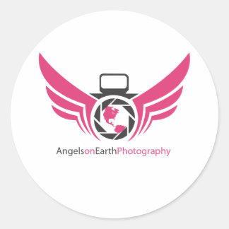 Pegatina Redonda Logo de Angels on Earth photography Pink.pdf