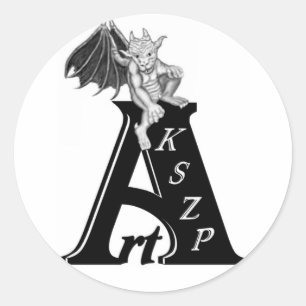 Pegatina Redonda Logo de Art KSZP mit Golem Gargoyle