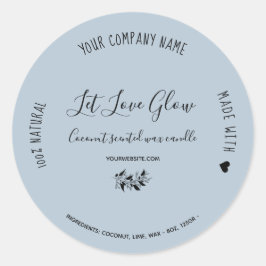 Pegatina Redonda Logo de artesanía hecha a mano vela polvo azul