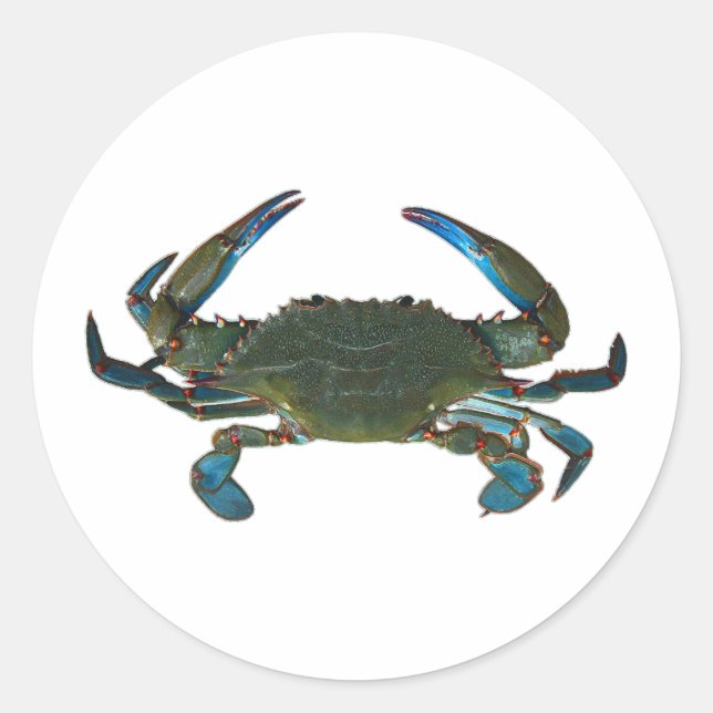 Pegatina Redonda Logo de Atlantic Blue Crab (Anverso)