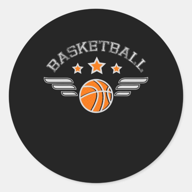Pegatina Redonda Logo De Baloncesto Con Wings Sport Team (Anverso)