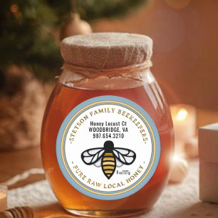 PEGATINA REDONDA LOGO DE BEEKEEPER HONEY HONEYBEE