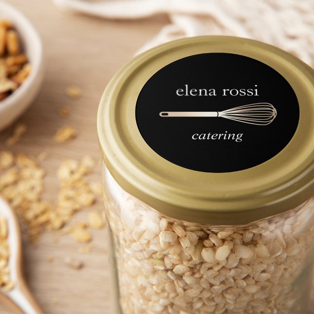 Pegatina Redonda Logo de Black & Gold Whisk | Chef Caterer Baker (Subido por el creador)