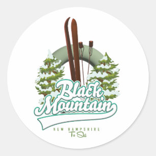 Pegatina Redonda Logo de Black Mountain New Hampshire Ski.